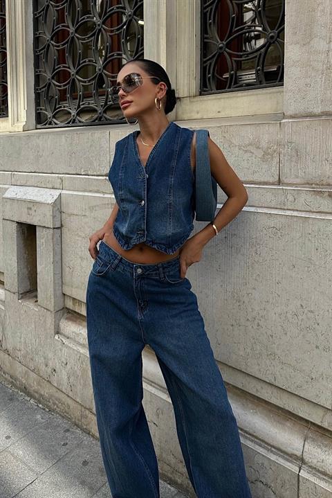 Mosaic Yelek Denim Takım 9912