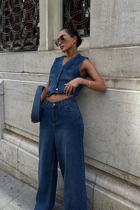 Mosaic Yelek Denim Takım 9912