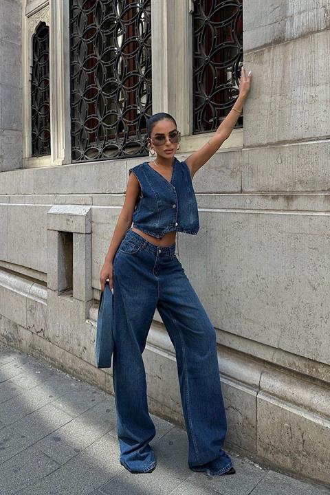 Mosaic Yelek Denim Takım 9912