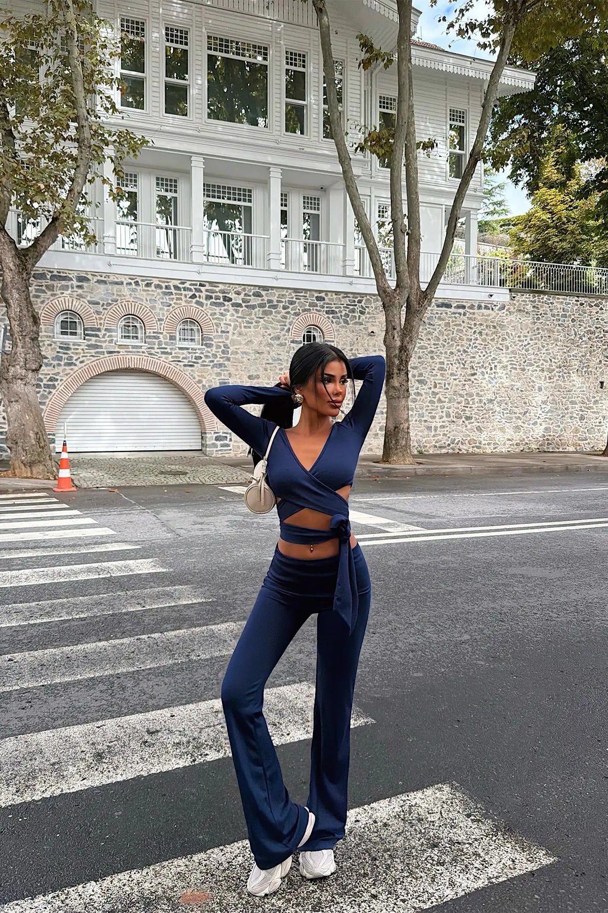 Lacivert Bağlamalı Takım