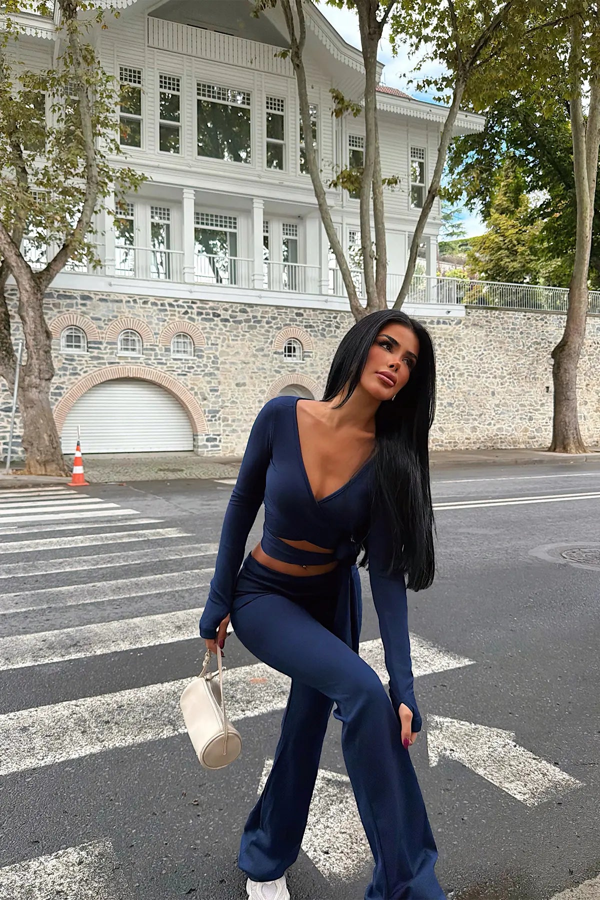 Lacivert Bağlamalı Takım