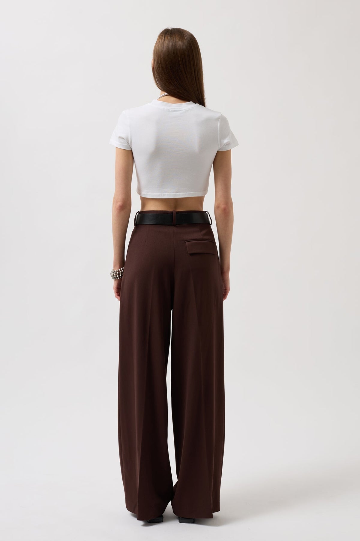 Nepo Baskılı Crop T-Shirt - Beyaz