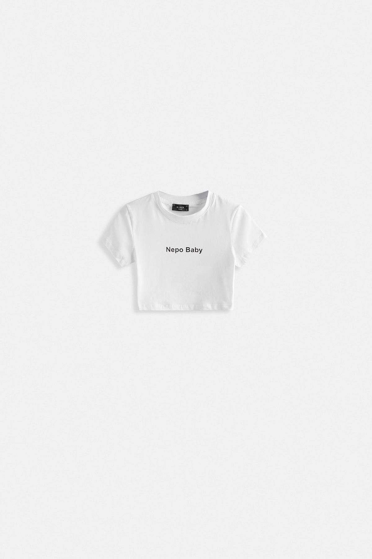 Nepo Baskılı Crop T-Shirt - Beyaz