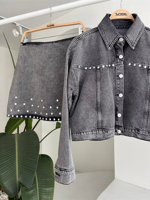 Nouvelle Taş Detay Denim Takım 9930