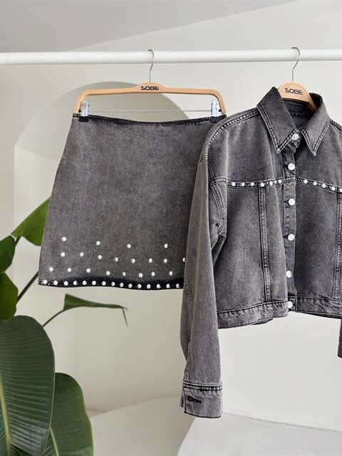 Nouvelle Taş Detay Denim Takım 9930