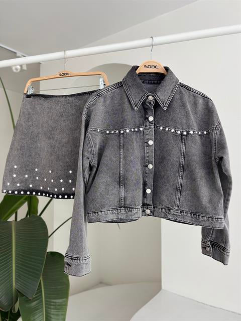 Nouvelle Taş Detay Denim Takım 9930