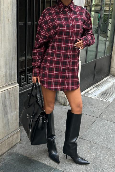 Oduncu Tarzı Ekose Gömlek – Oversize Kalıp 3485-08