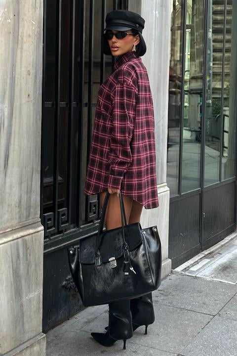 Oduncu Tarzı Ekose Gömlek – Oversize Kalıp 3485-08