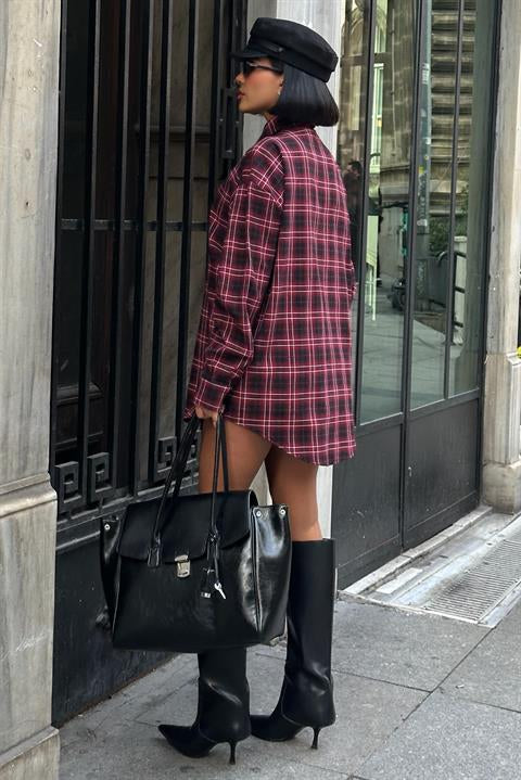 Oduncu Tarzı Ekose Gömlek – Oversize Kalıp 3485-08