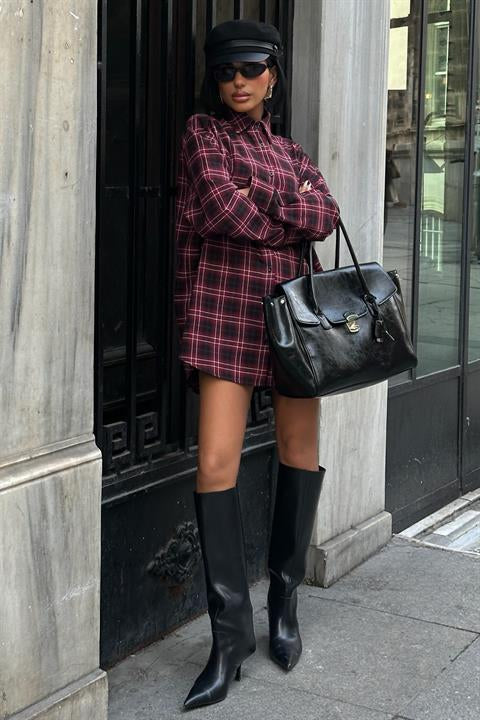 Oduncu Tarzı Ekose Gömlek – Oversize Kalıp 3485-08