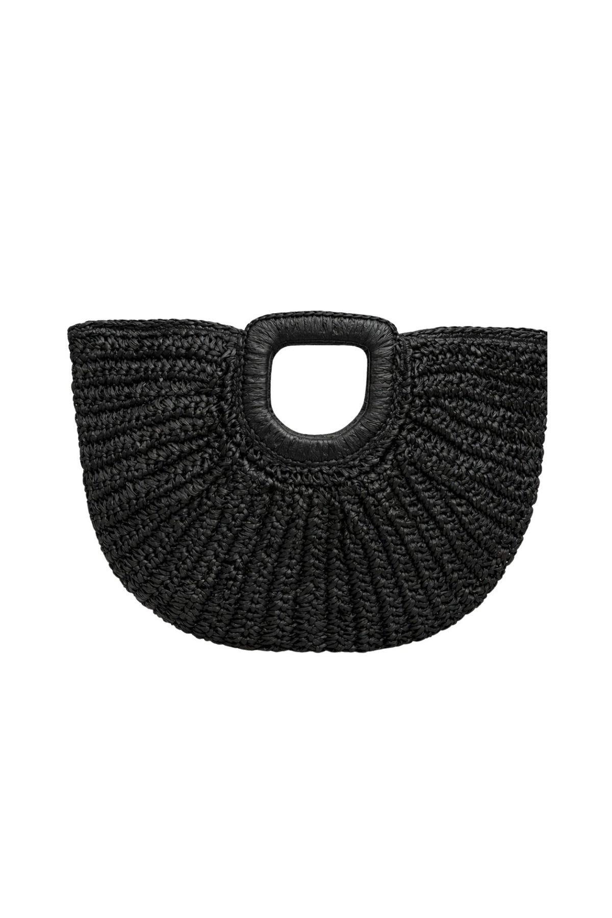 Oval Form Hasır El Çantası - Siyah