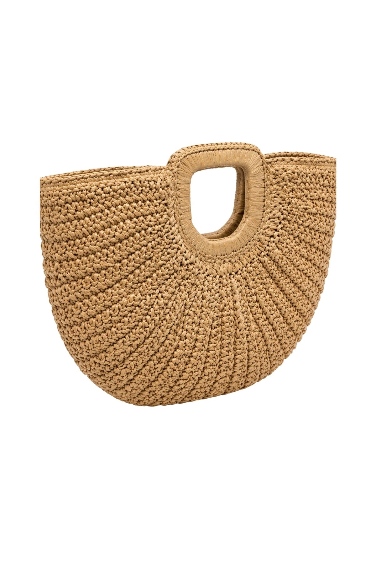 Oval Form Hasır El Çantası - Siyah