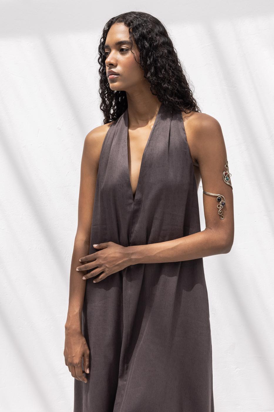 Oversize Linen Blend Midi Dress