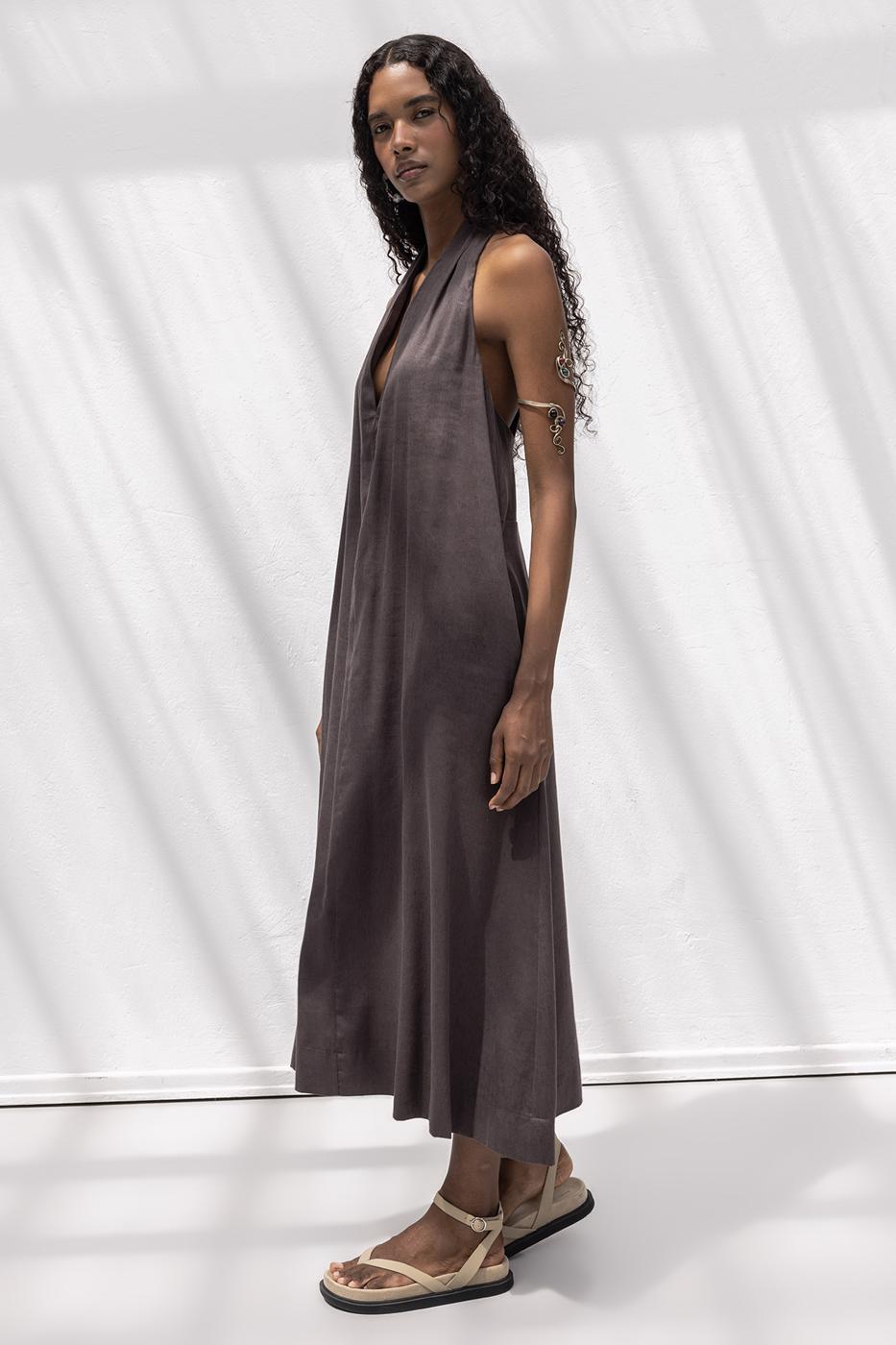 Oversize Linen Blend Midi Dress