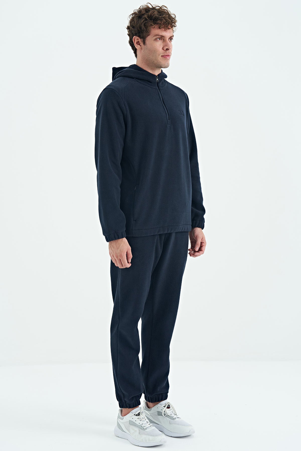 Hektor Lacivert Kapüşonlu Polar Erkek Eşofman Takım - 85227