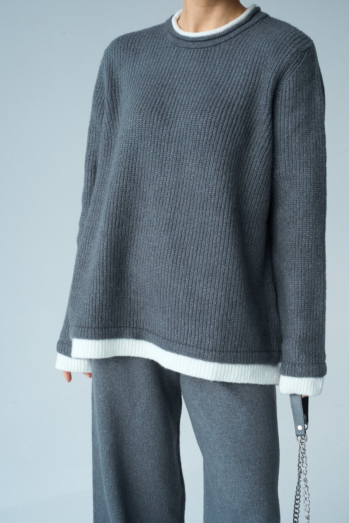 Knitted Set with Smoke Bone Pants