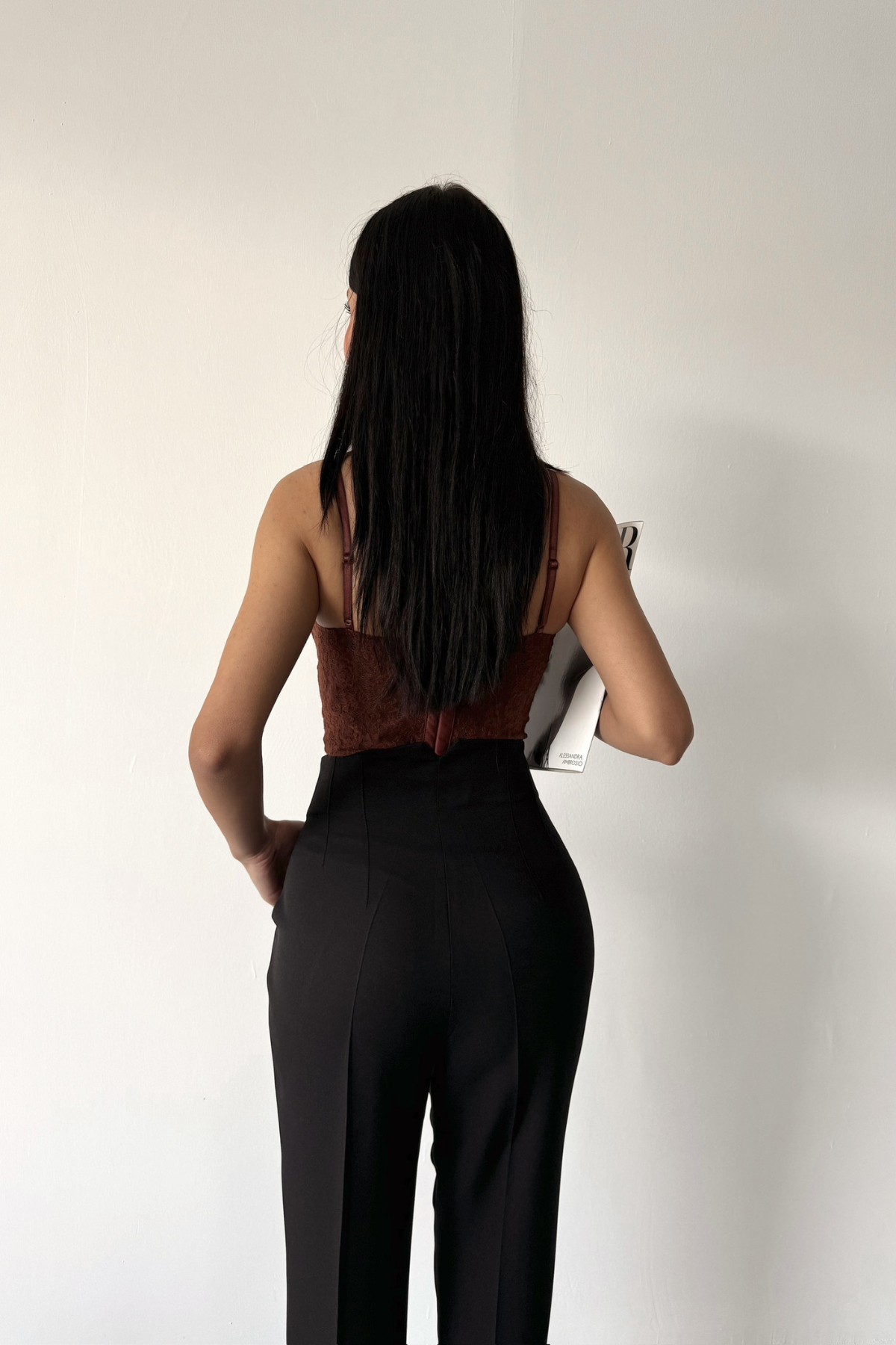 PANTOLON PENSLİ ATLAS KUMAŞ - Siyah