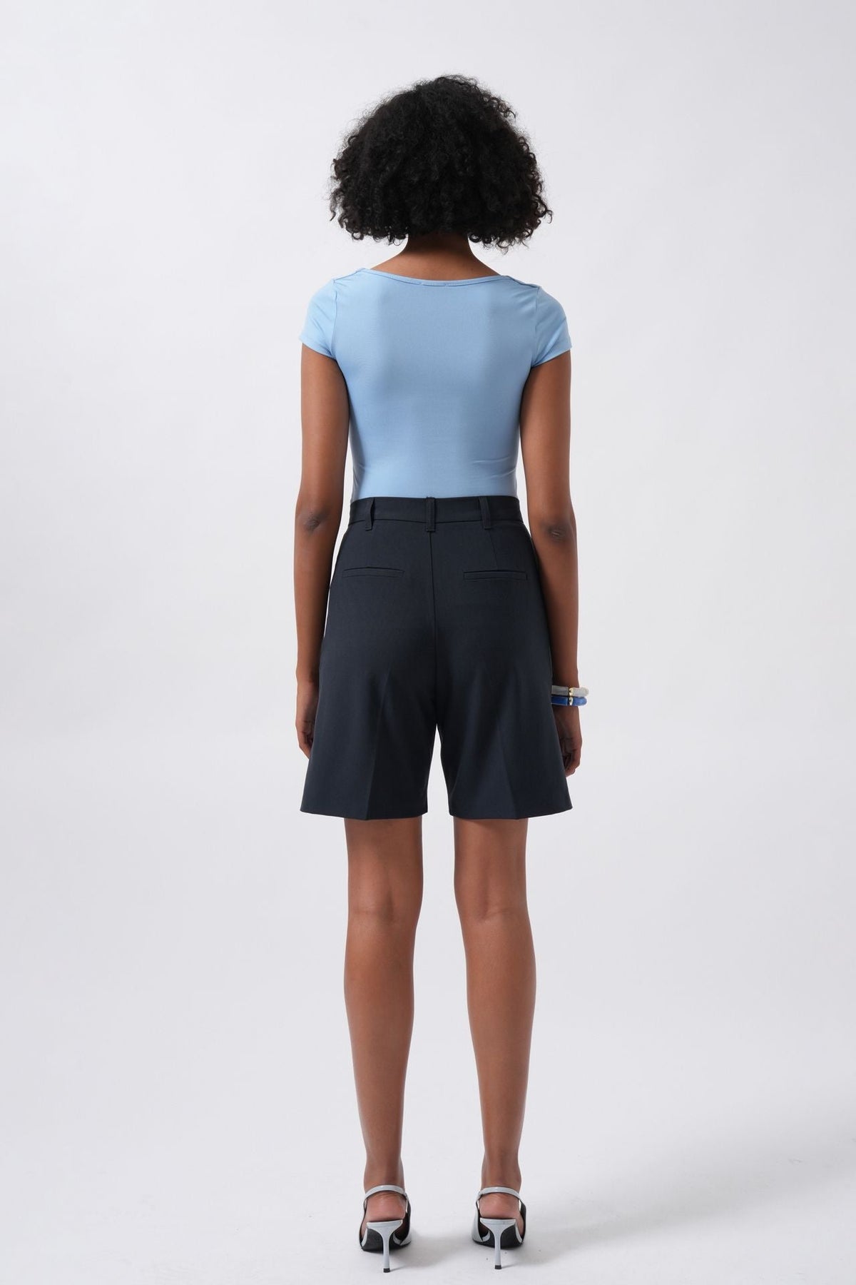 Pencere Detay Mini Dekolte Bluz - Bebe Mavi