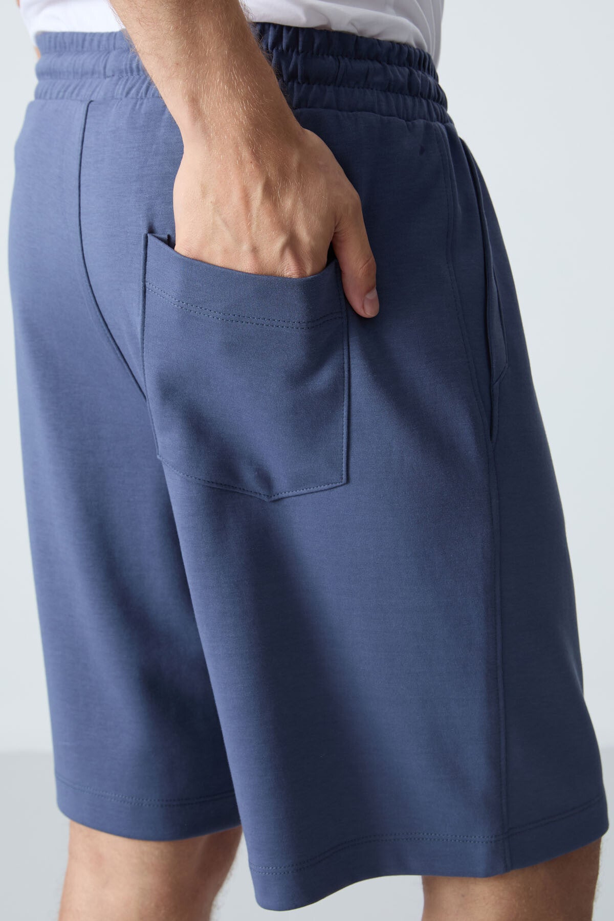 Petrol Pamuklu Kalın Yumuşak Dokulu Standart Fit Basic Erkek Şort  - 81275