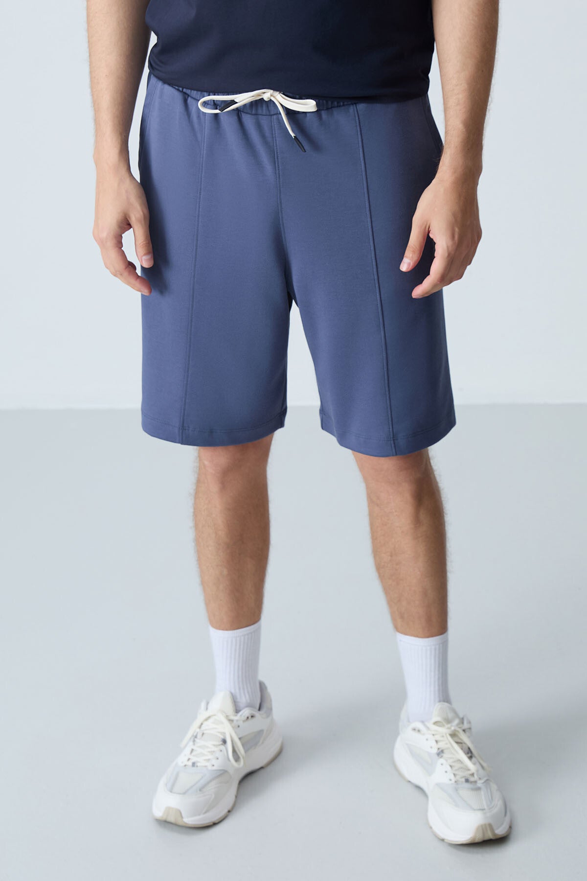 Petrol Pamuklu Kalın Yumuşak Dokulu Standart  Fit Basic Erkek Şort  - 81277