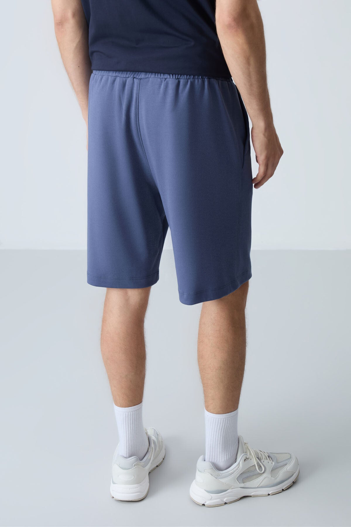 Petrol Pamuklu Kalın Yumuşak Dokulu Standart  Fit Basic Erkek Şort  - 81277