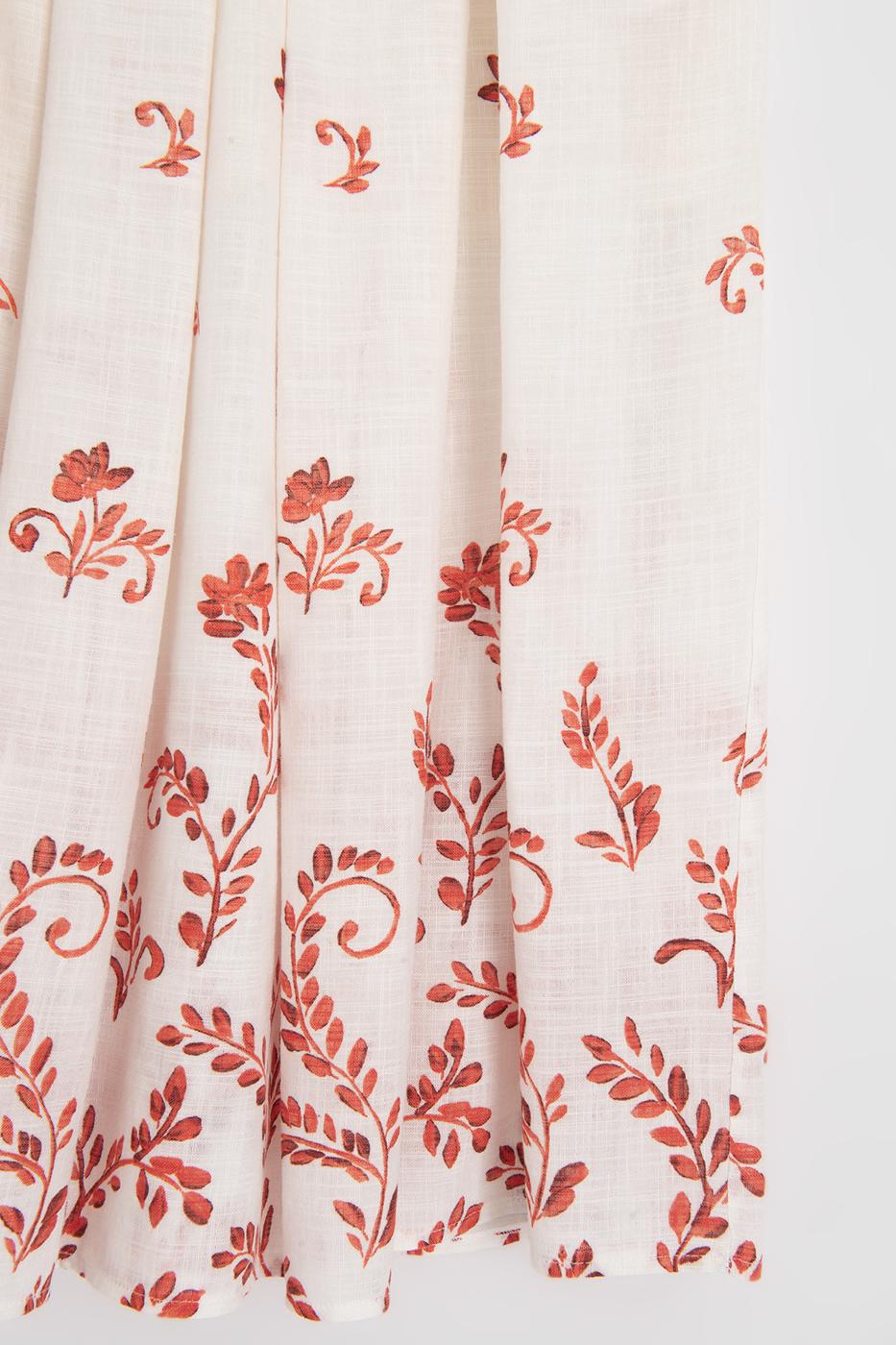 Pleated Linen Midi Skirt