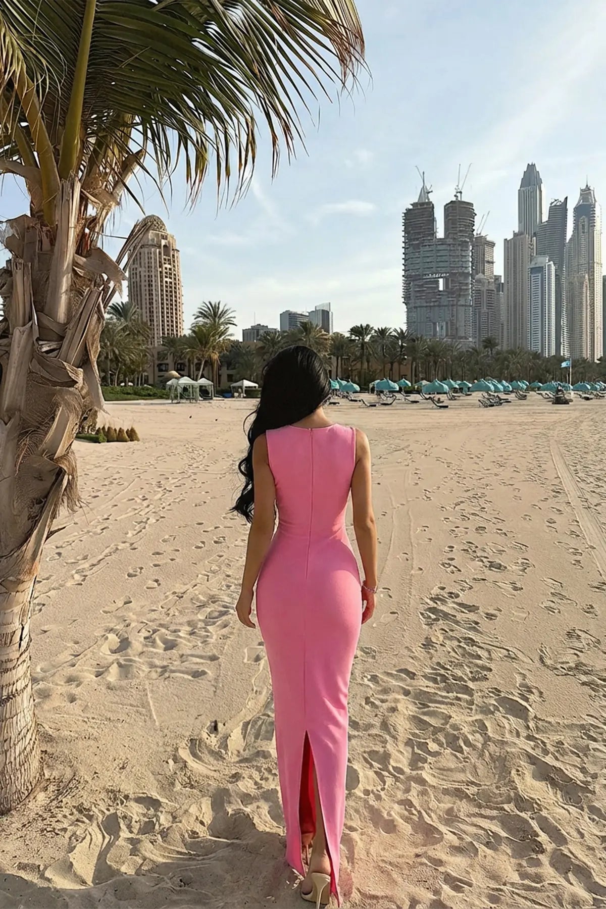 Pink Shawl Long Dress