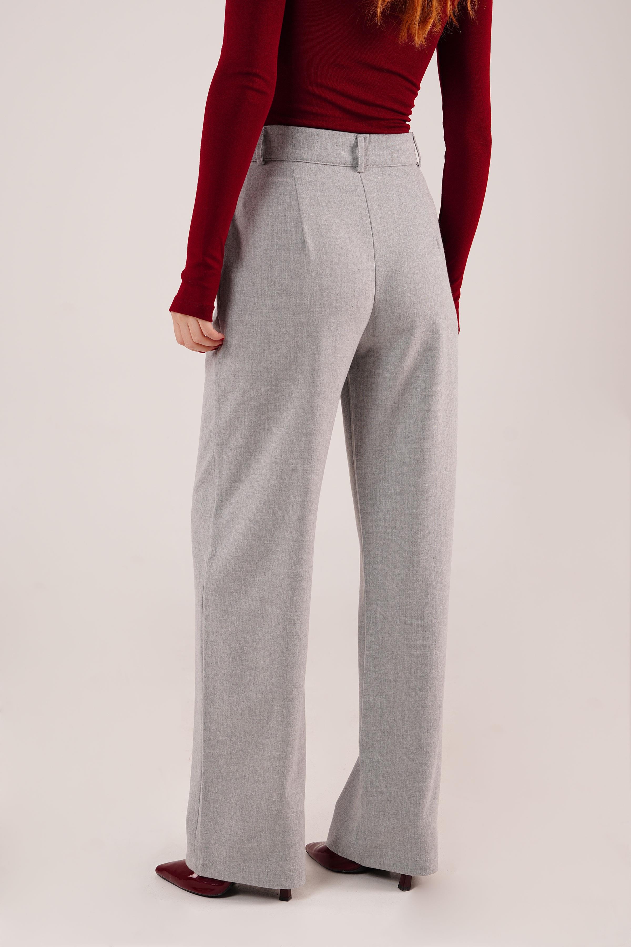 Premium Model Oturtmalı Toptan Gri Pantolon