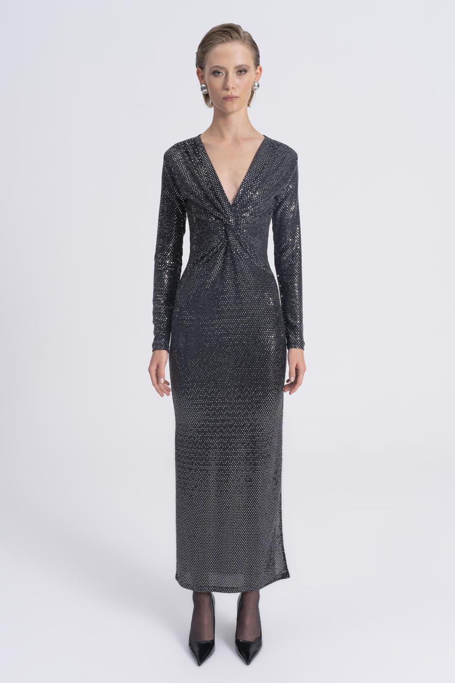 Sequined Twisted Maxi Dress