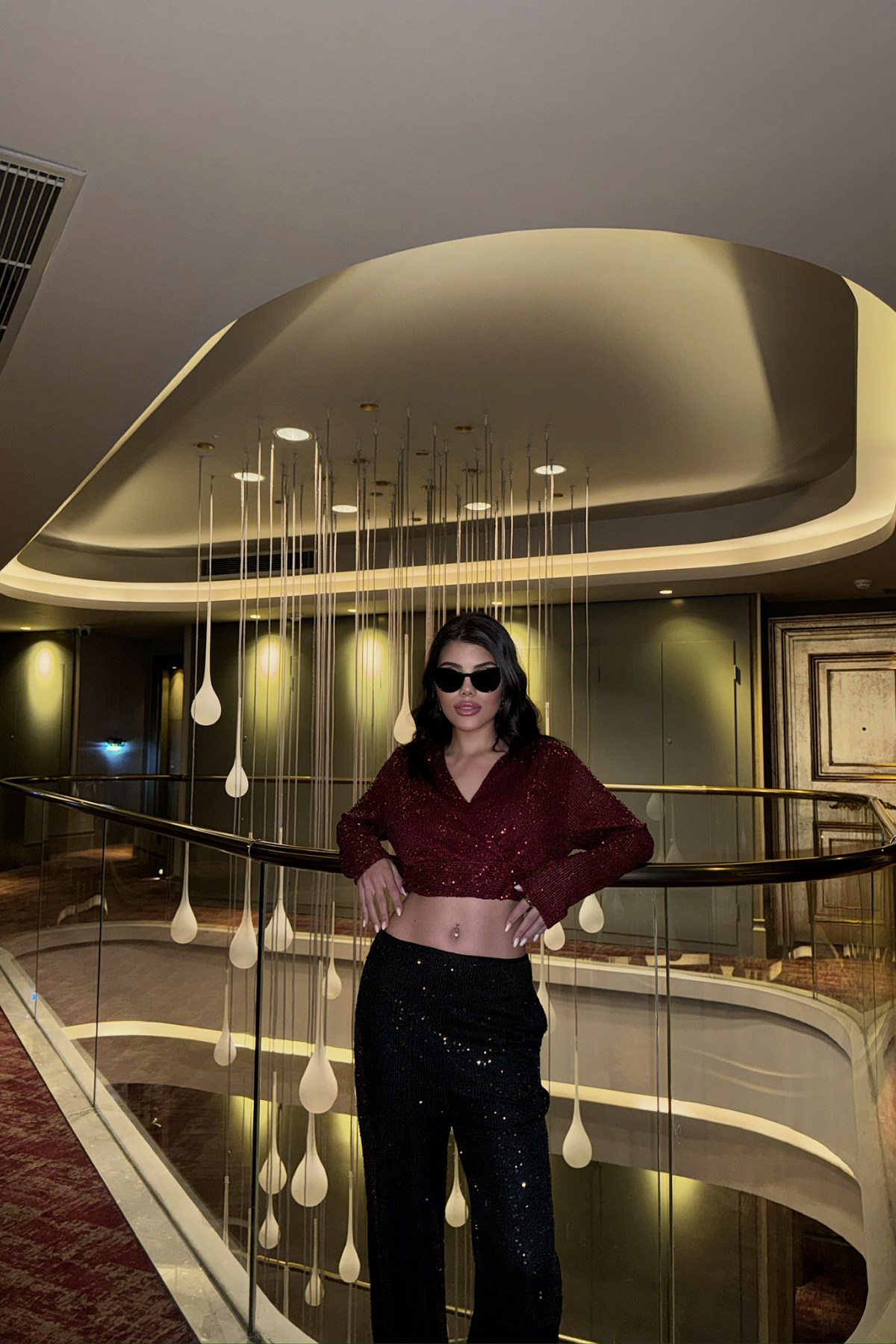 PULLU CROP KRUVAZE BLUZ - Bordo