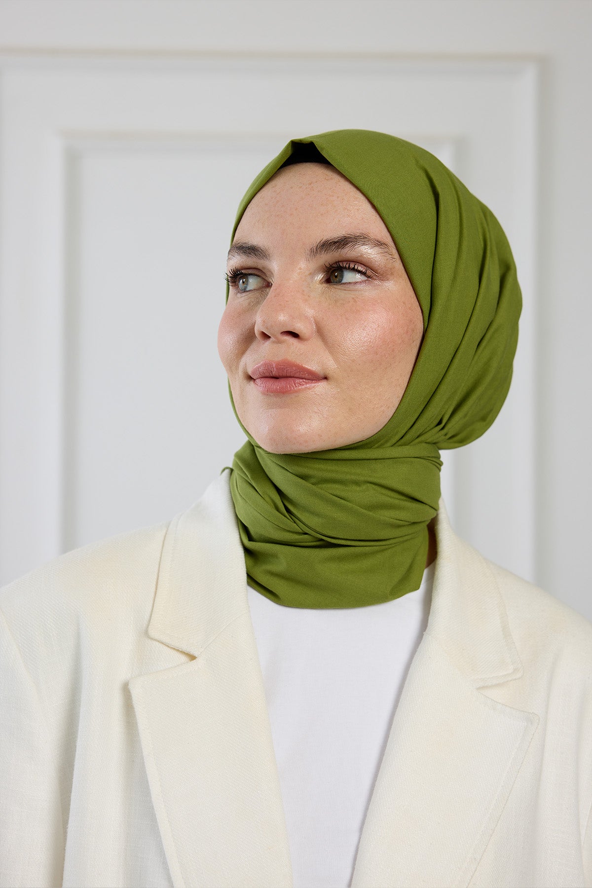 Pure Pamuk Şal - Zeytin Yeşili