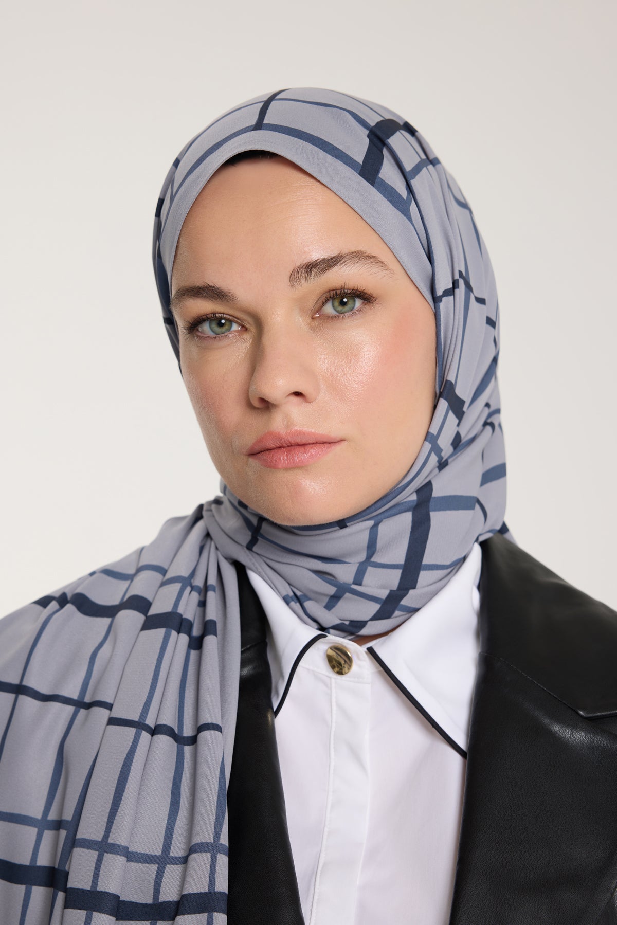 Pure Tone Şal - Kare Desen - Gümüş - Laci