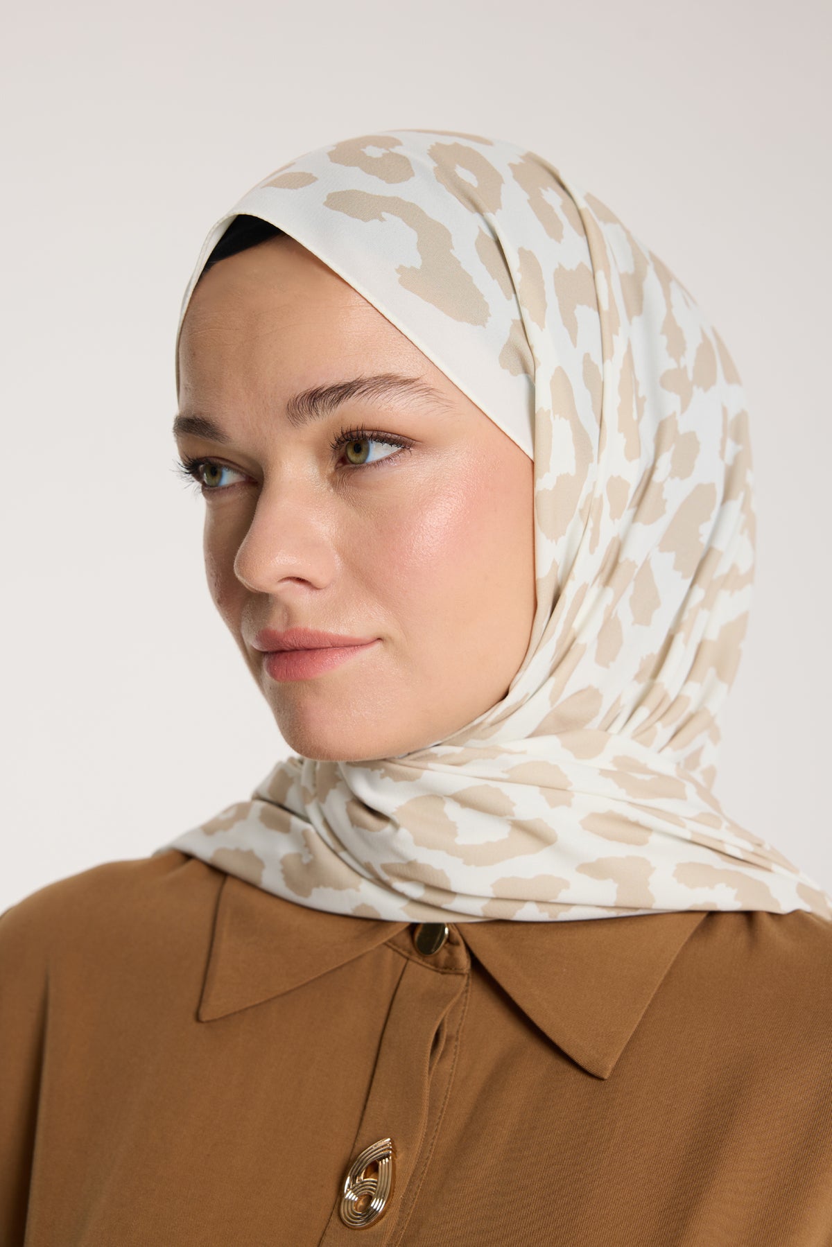 Pure Tone Şal - Leopar Desen - Fildişi - Bej