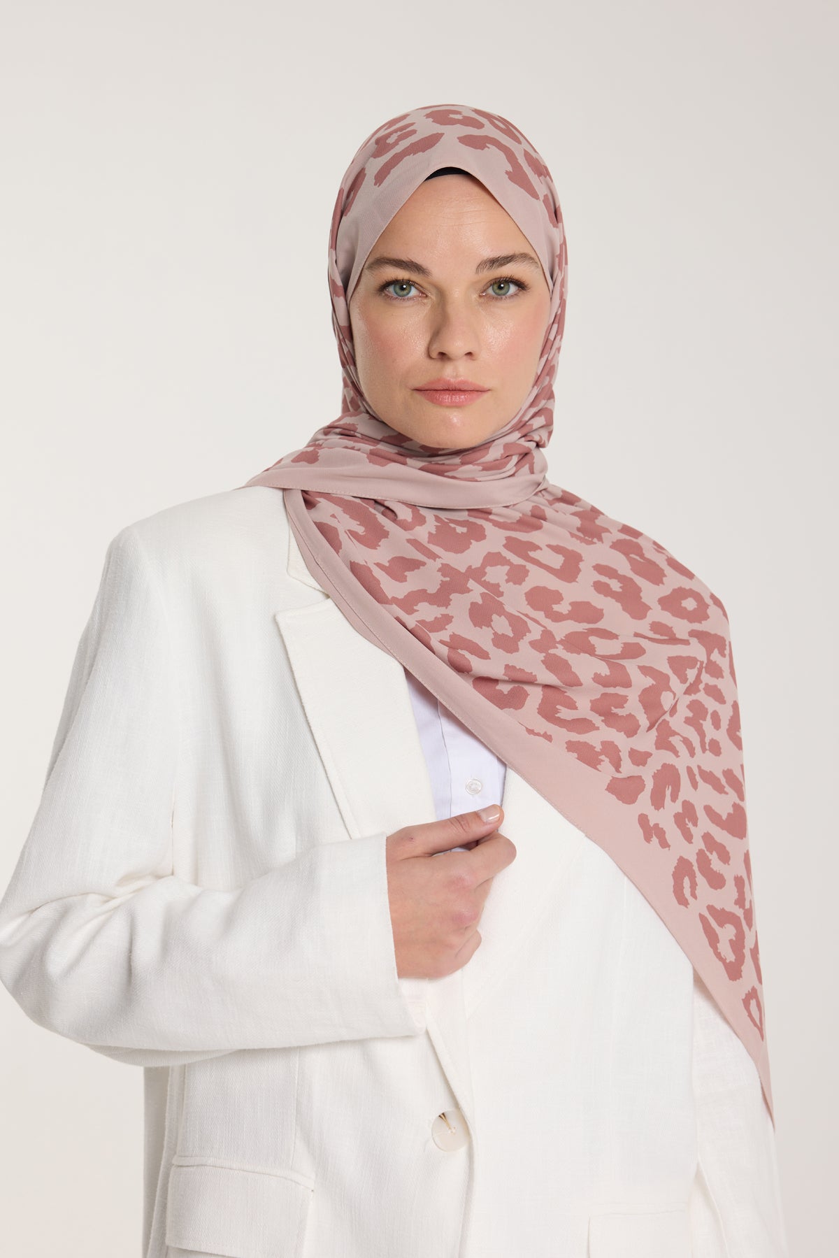 Pure Tone Şal - Leopar Desen - Latte - Nude