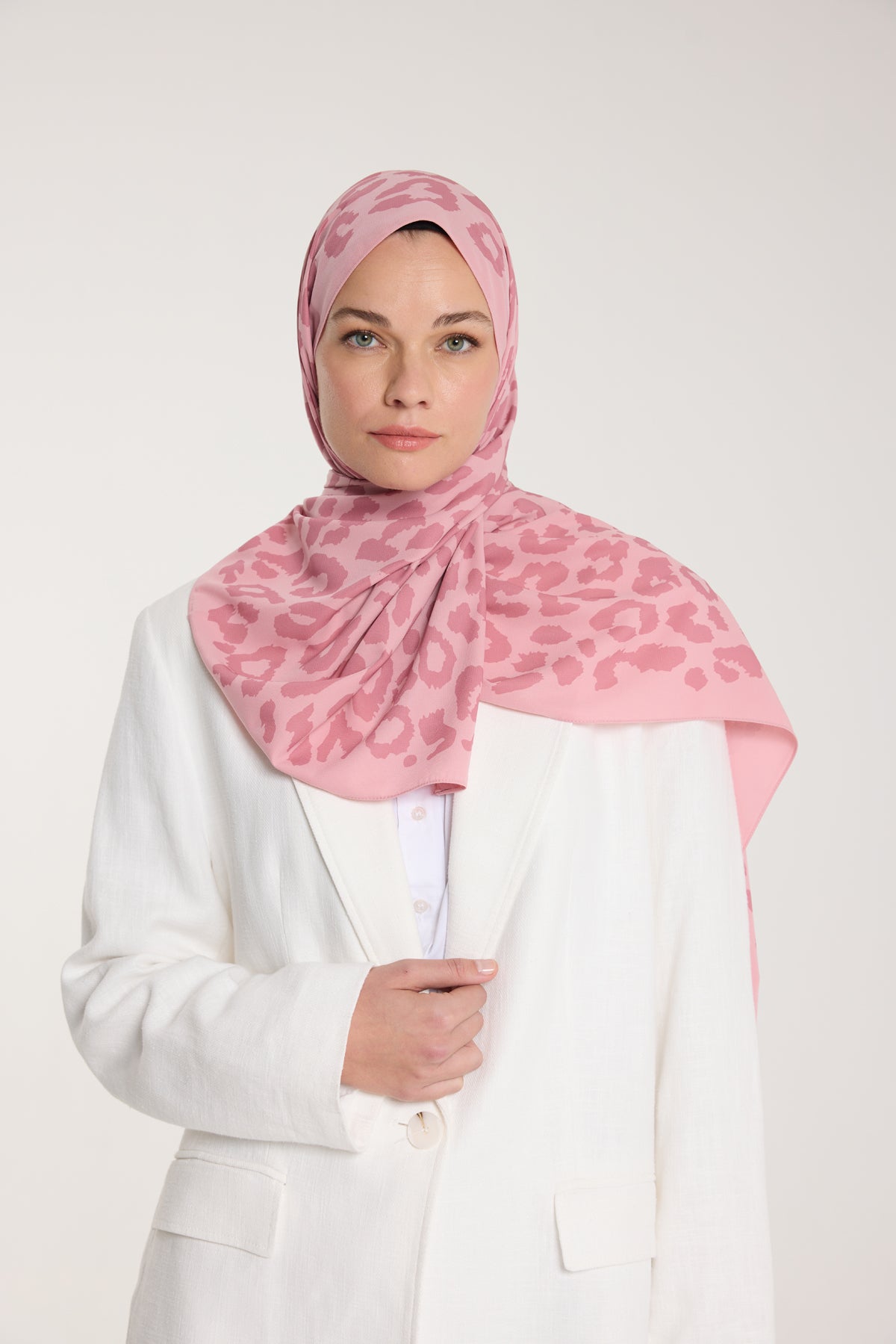 Pure Tone Şal - Leopar Desen - Pembe - Gülkurusu