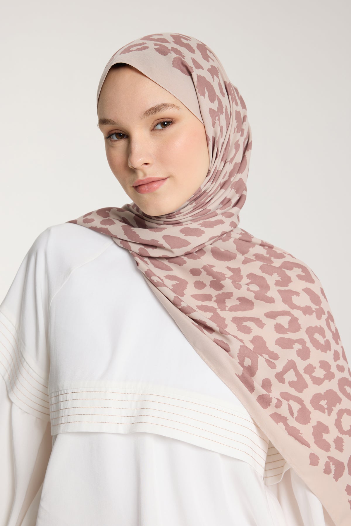 Pure Tone Şal - Leopar Desen - Taş - Nude