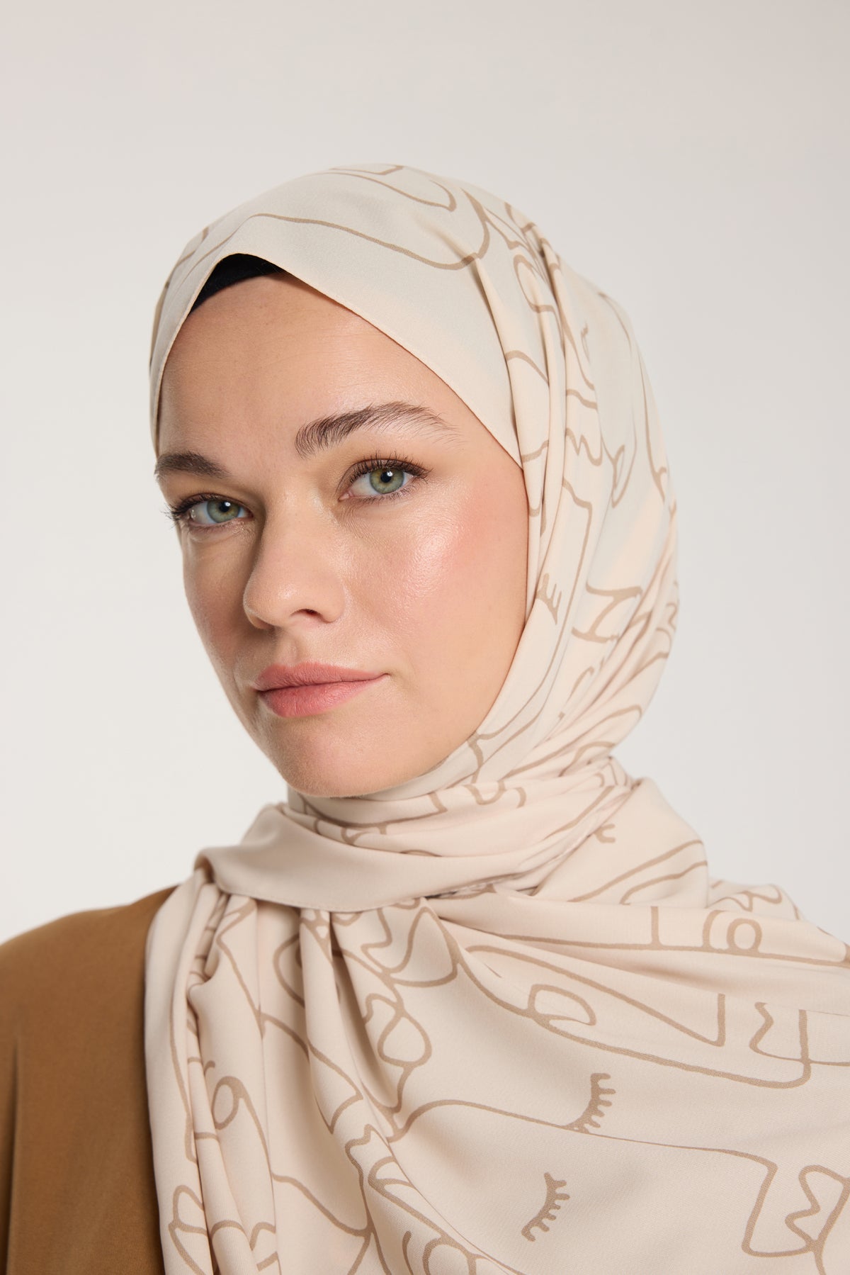Pure Tone Şal - Marjinal Desen - Bej - Vizon