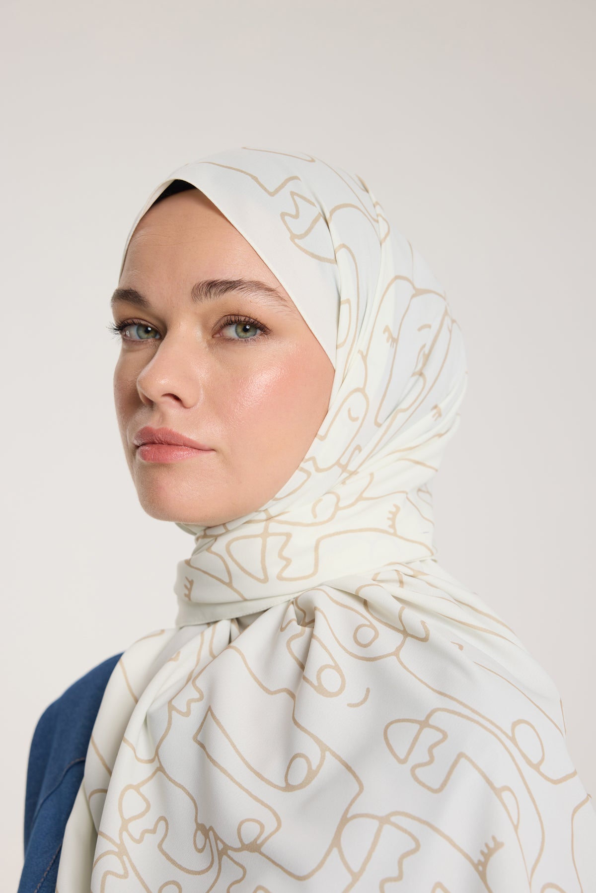 Pure Tone Şal - Marjinal Desen - Fildişi - Bej