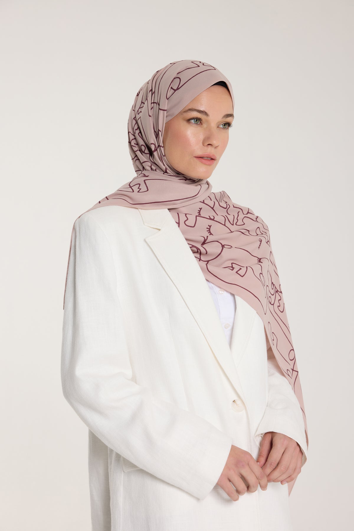 Pure Tone Şal - Marjinal Desen - Latte - Çikolata