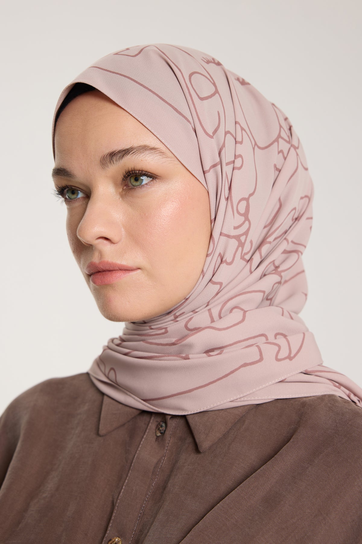 Pure Tone Şal - Marjinal Desen - Latte - Nude