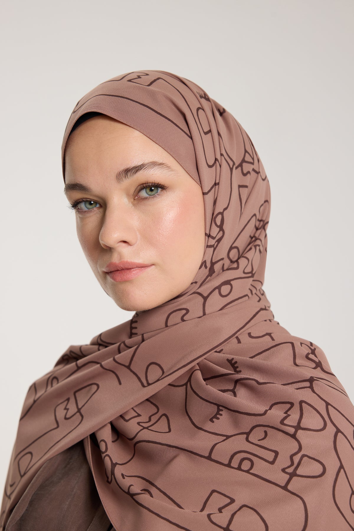 Pure Tone Şal - Marjinal Desen - Sütlükahve - Kahve