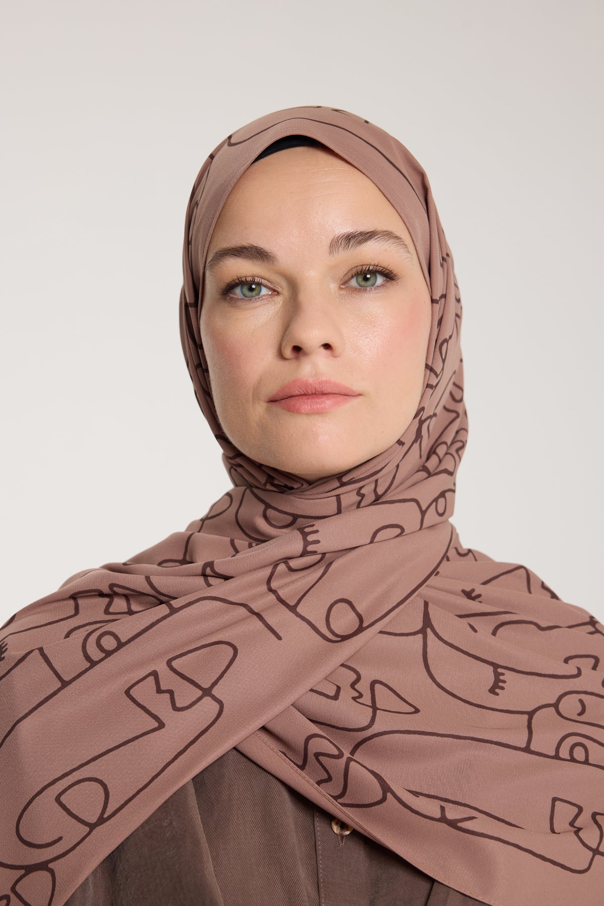 Pure Tone Şal - Marjinal Desen - Sütlükahve - Kahve