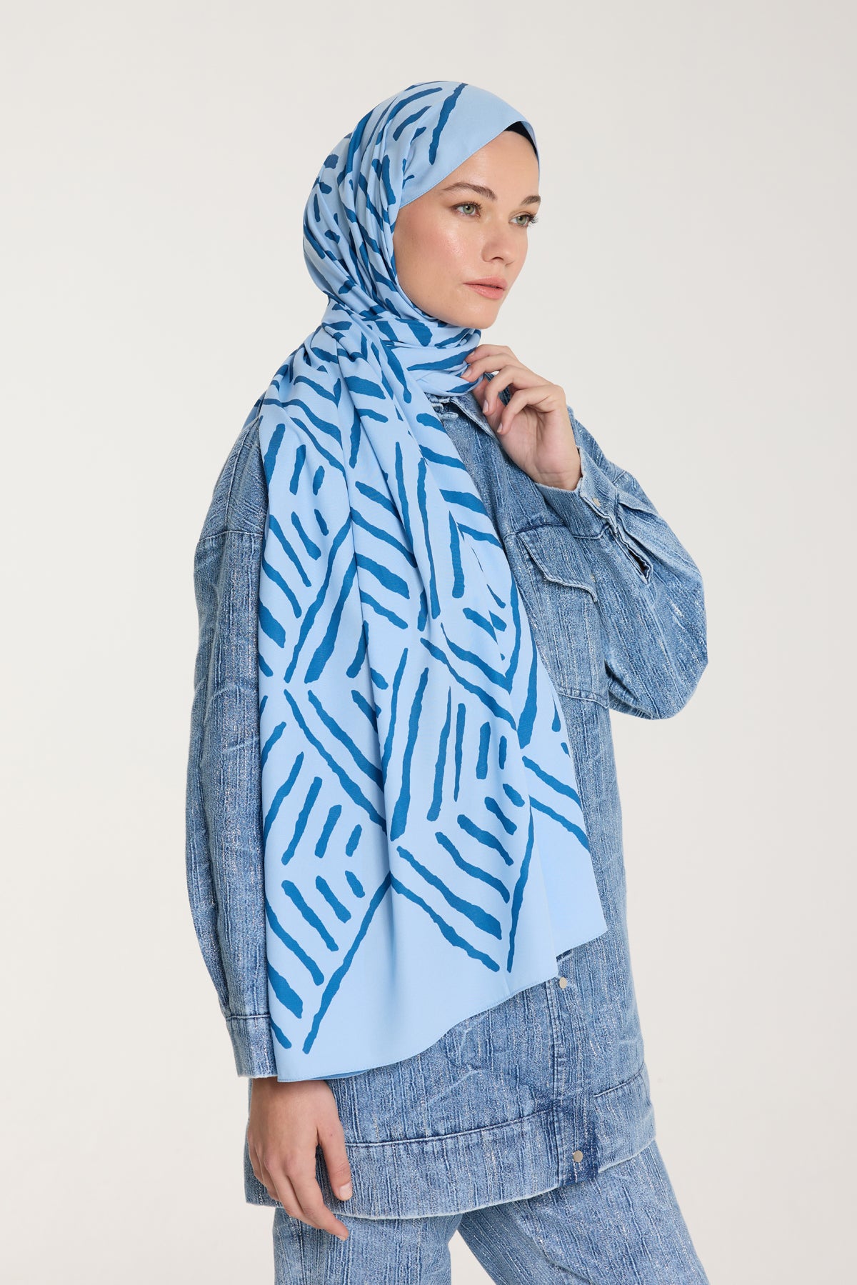 Pure Tone Şal - V Desen - Bebe Mavisi - Mavi