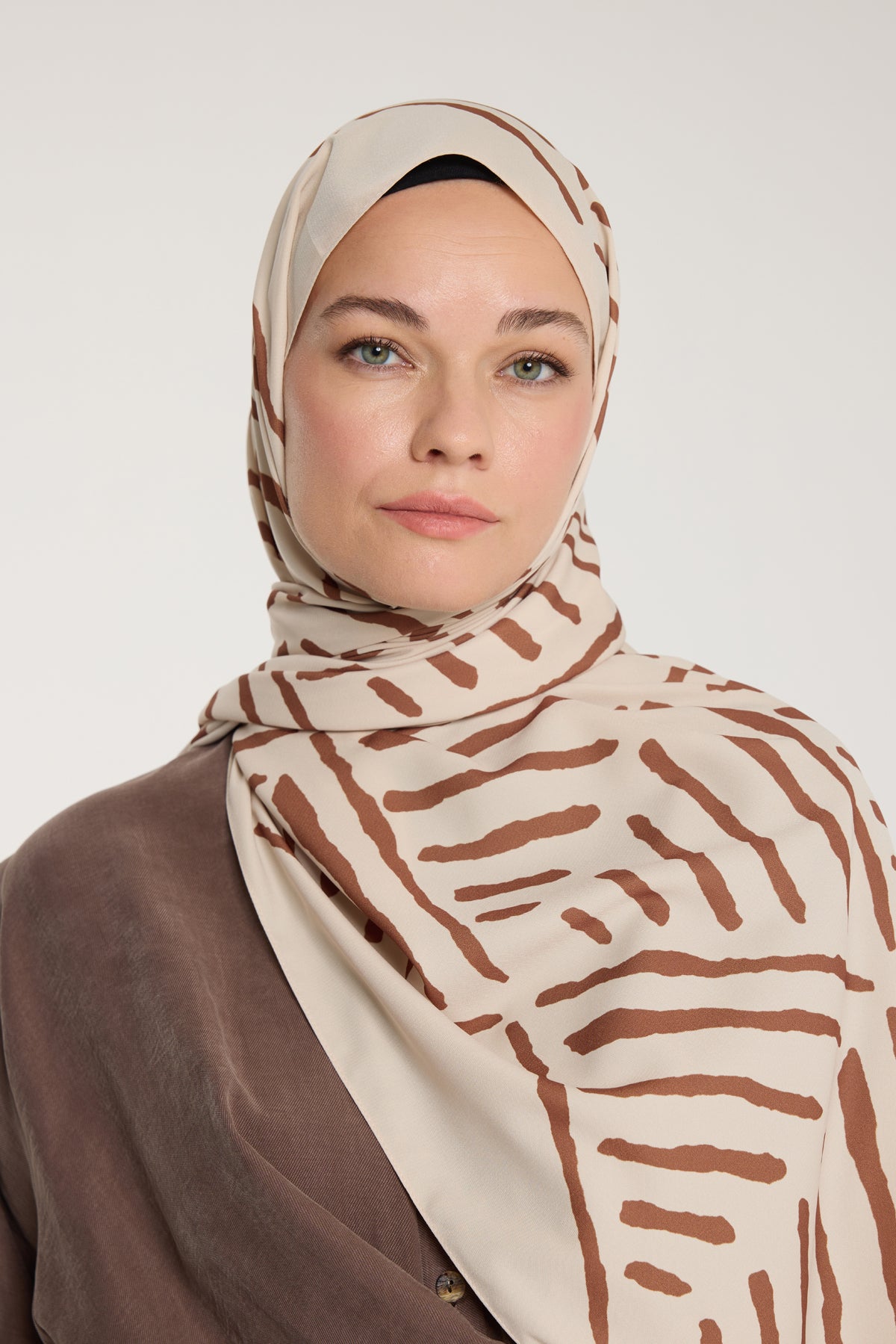 Pure Tone Şal - V Desen - Bej - Kahve