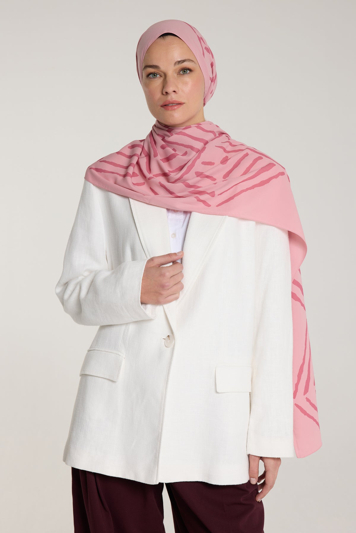 Pure Tone Şal - V Desen - Pembe - Gülkurusu