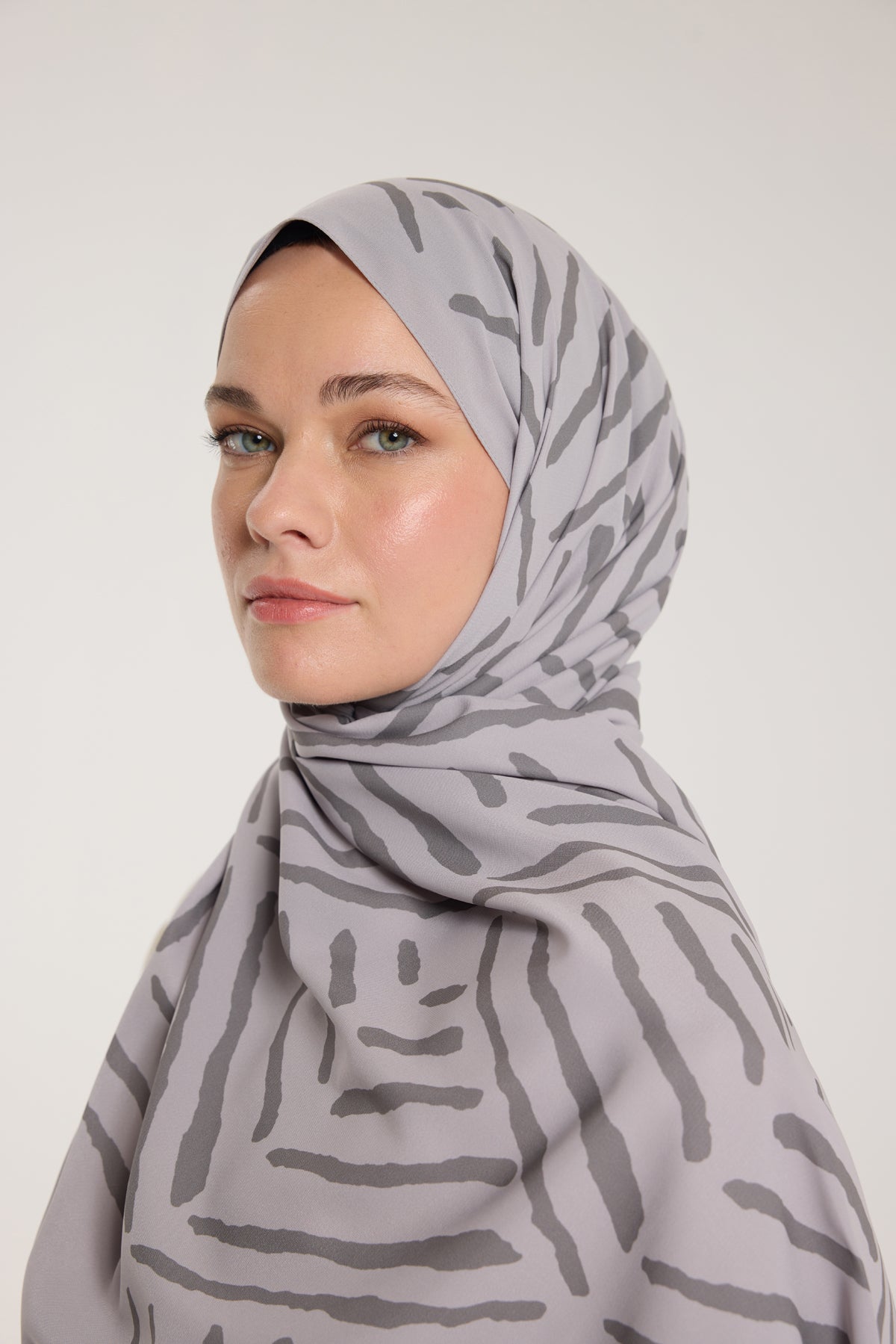 Pure Tone Şal - V Desen - Soft Gri - Gri