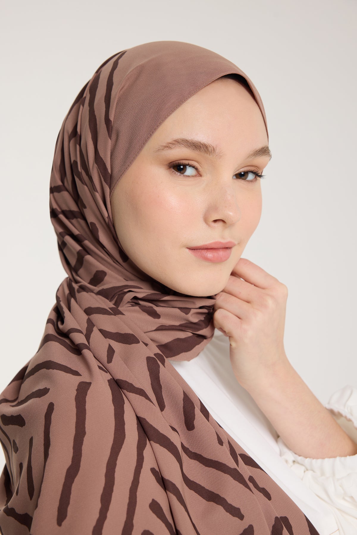 Pure Tone Şal - V Desen - Sütlükahve - Kahve