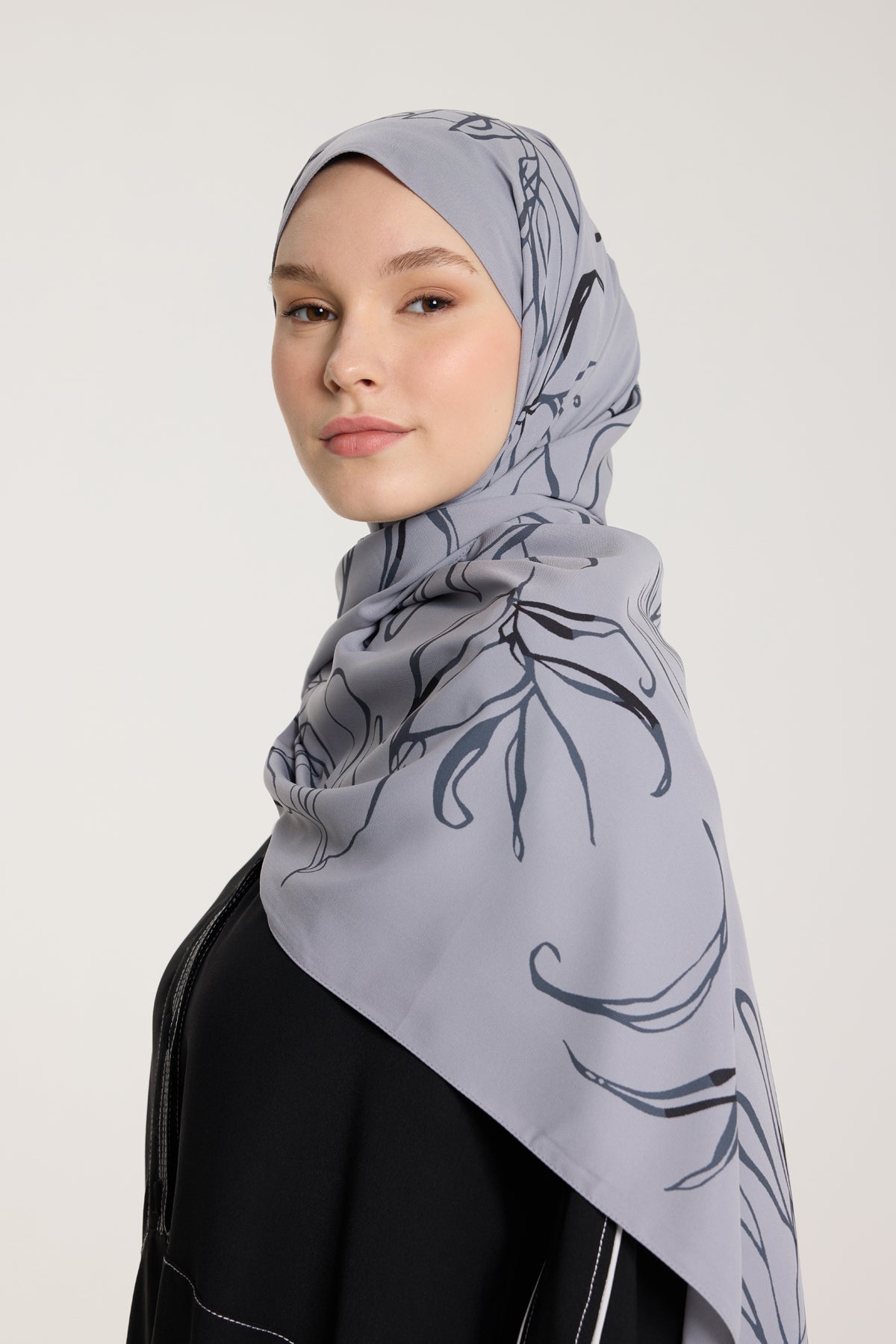 Pure Tone Şal - Yaprak Desen - Gümüş - Gri