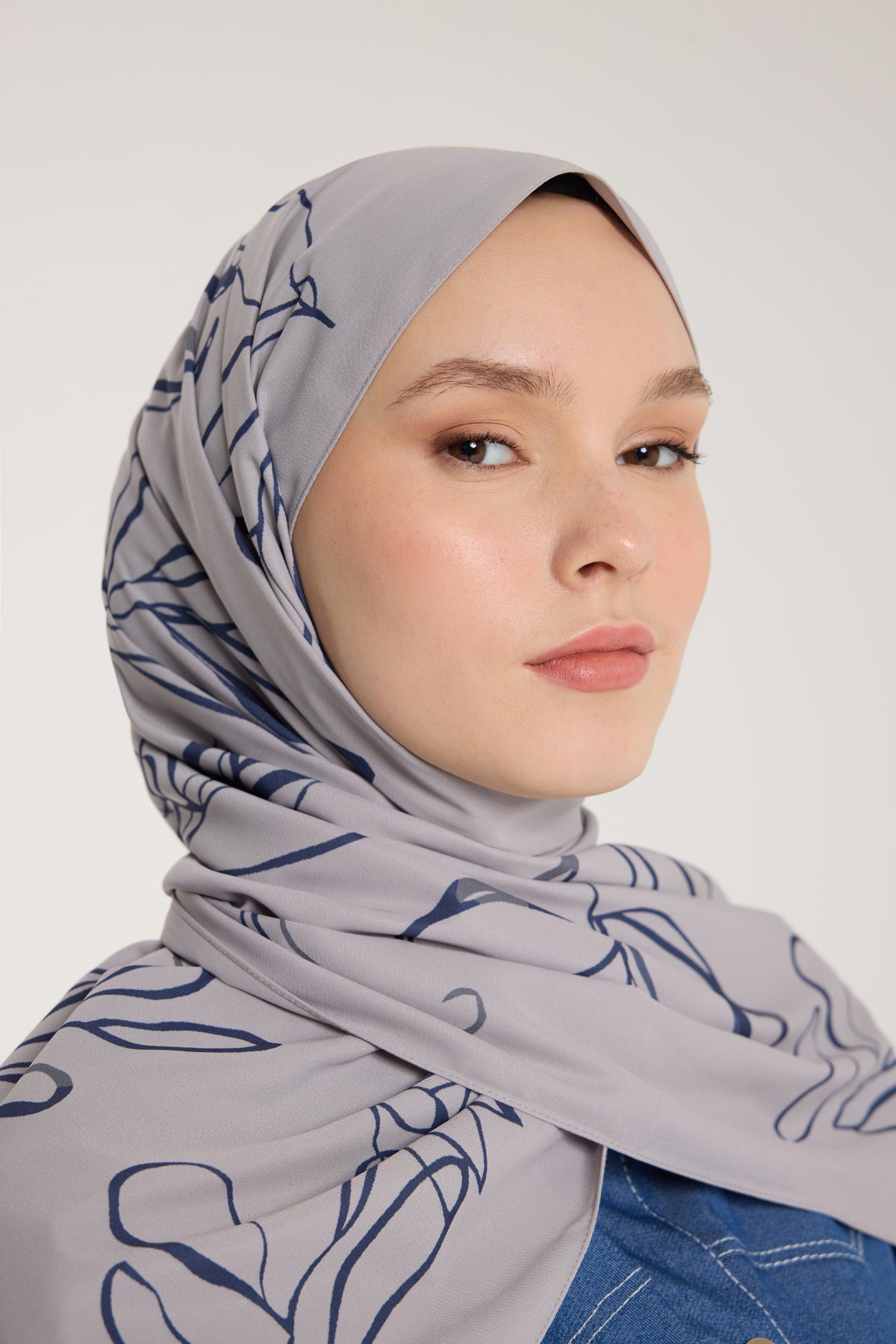 Pure Tone Şal - Yaprak Desen - Soft Gri - Laci