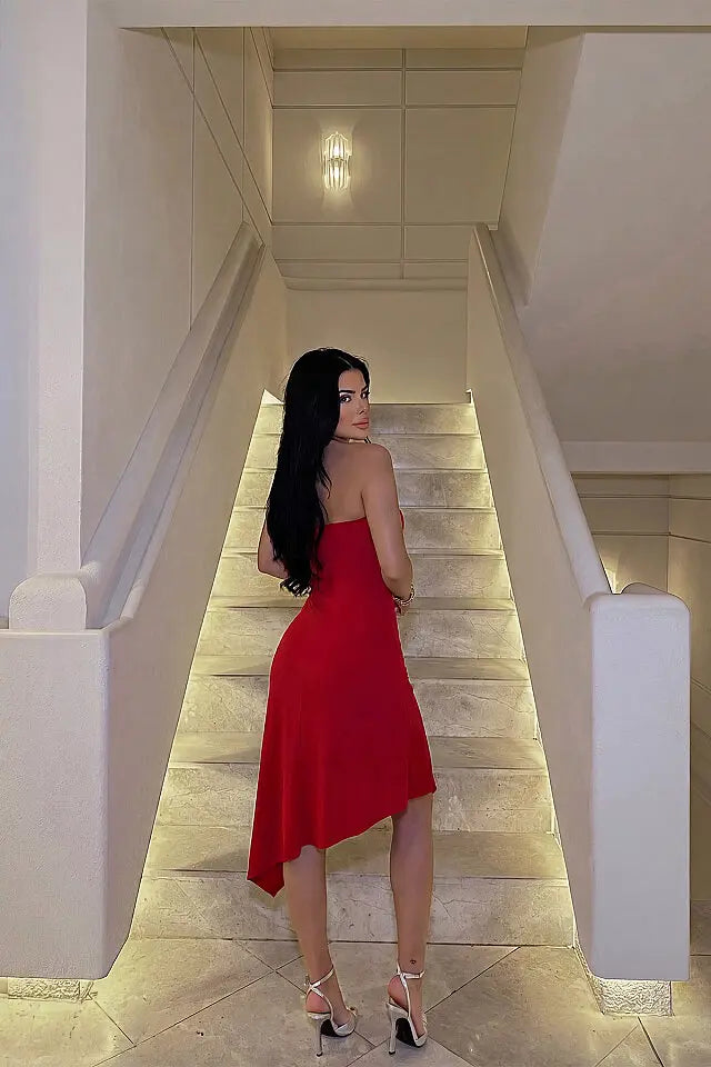 Kırmızı Basic Mini Elbise